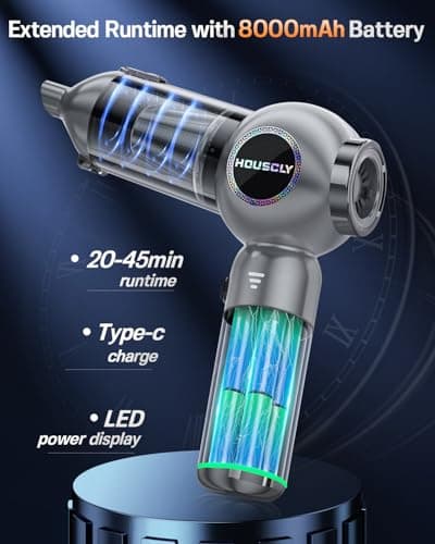 Handheld Car Vacuum Portable Cordless 25000Pa High Power Small Mini Hand Vacuum Cleaner Rechargeable 4-in-1 Compressed Air Duster Blower Pump Wireless Handheld Vac for Car Office Desktop Home Cleaning - Thumbnail 5