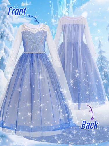 YYSSNM Girls Princess Dress with Crown Magic Wand Cape Princess Costumes for Party Cosplay3-9 - Thumbnail 6