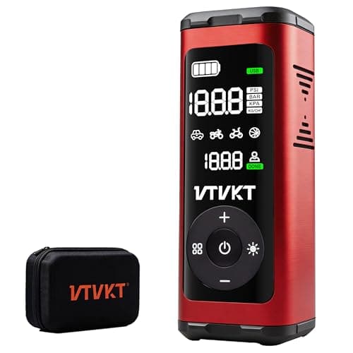 VTVKT Tire Inflator Portable Air Compressor, Cordless Inflation Air Pump,12000mAh, 150PSI, Auto Stop, Tire Pressure Gauge, LED/SOS Light, for Car SUV Motorcyle Bike - Image 1