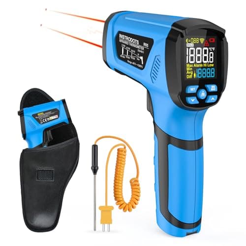 INSTRODOTS Infrared Thermometer Temperature Gun, -40℉ to 2192℉ Dual Laser High Temp Thermometer with LCD Color Display, Non-Contact Industrial Pyrometer 50:1 Distance Ratio, Adjustable Emissivity - Image 1