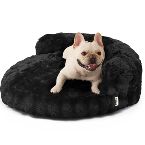 EHEYCIGA Dog Bed Medium Size Dog, Fluffy Small Dog Couch with Removable Washable Cover, Bolster Pet Sofa, Waterproof and Non-Slip, 30" x 30"x 8.5", Black - Image 1
