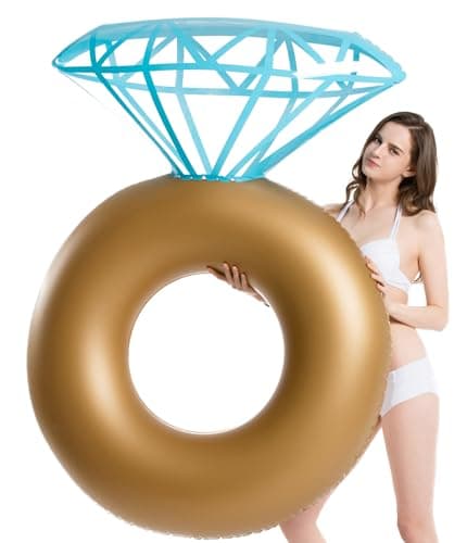Jasonwell Inflatable Diamond Ring Pool Float - Engagement Ring Bachelorette Party Float Stagette Decorations Swimming Tube Floaty Outdoor Water Lounge Floats for Adults - Image 1