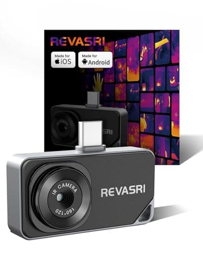 REVASRI Thermal Camera for Type-C iPhone & Android Device, 320x240 Super Resolution, 15x Digital Zoom, 25Hz Thermal Imaging Camera for Water Leak Detection,HVAC Electrical Plumbing, Home Inspection