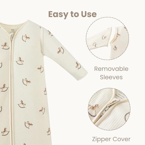 AnZai 2.5 TOG Baby Sleep Sack, Super Warm Quilted Wearable Blanket with Removable Sleeves, Cozy Winter Sleeping Bag for Infants and Toddlers, Two-Way Zipper, 0-6 Months - Thumbnail 3