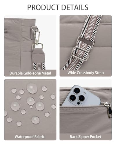 Gitus Gifts for Women Puffer Hobo Crossbody Bag Quilted Cross Body Purses Trendy Handbags with Coin Wallet Birthday Gifts for Mom Wife (Gray) - Thumbnail 5