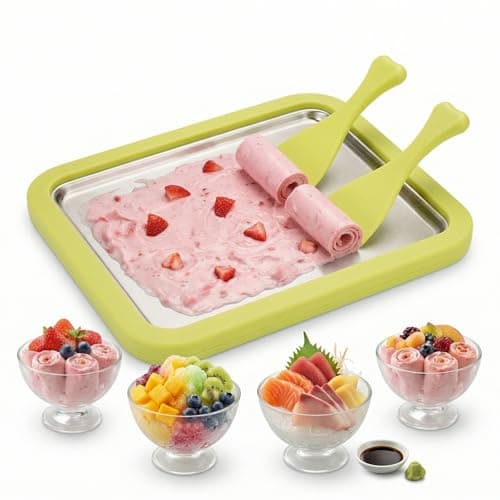 Fynvotriax Rolled Ice Cream Maker Kit - 304 Stainless Steel Cold Plate, 2 Scrapers, Instant Ice Cream Roller Machine for DIY Homemade Frozen Treats, Family Fun Activities - Image 1