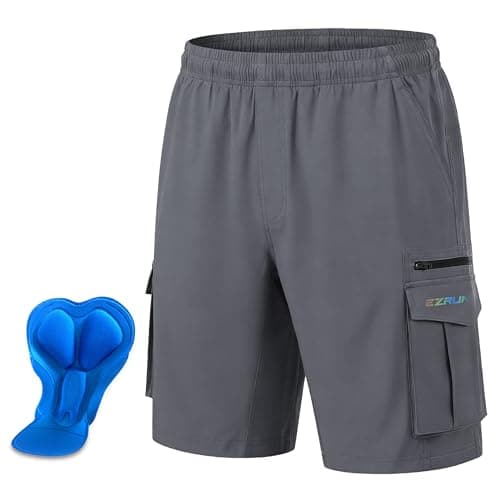 Men's Mountain Bike Shorts 3D Padded Bicycle Biking Shorts Quick Dry Lightweight MTB Cycling Shorts (Grey, M) - Image 1