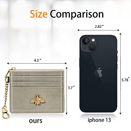 SEAVILIA Card Holder Keychain Wallet for Women with ID Window RFID Coin Purse Bee Gifts Slim Minimalist Small Wallet - Thumbnail 3