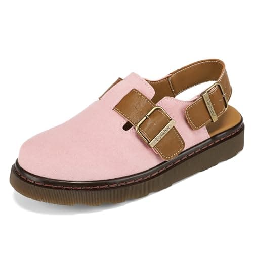 KYIKHOR Women's Suede Leather Loafer Slip-Ons|Genuine Suede Clogs for Women|Comfort Footbed Leather Mules Potato Shoes with Back Strap|Cute Office Casual Dress Shoes Pink,10 M US - Thumbnail 3