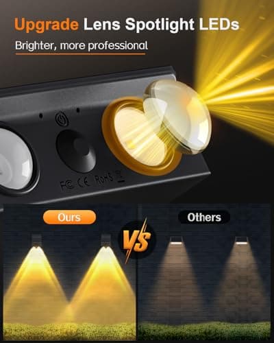 High Brightness Solar Fence Lights Outdoor, Larger Size Solar Lights with Dual Solar Panels, Waterproof Fence Lights Solar Powered for Stair, Step, Yard, Patio, Wall (8 Pack) - Thumbnail 4