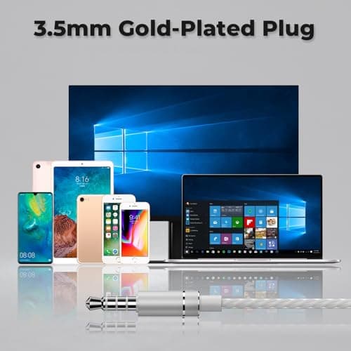 AzukiLife White Wired Earbuds with Microphone for iPhone, iPad, 3.5mm Apple Style Headphones for MacBook, Laptop, School, Zoom, Clear Call, Tangle-Free Corded Ear Buds with Case for Study & Travel - Thumbnail 4