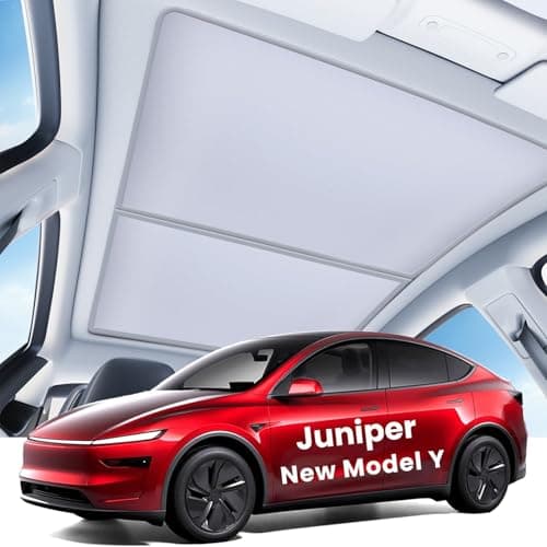 OIXULI 2025 2026 Tesla Model Y Juniper Roof Sunshade - Precision Fit for Near-Zero Gaps & Resists Sagging, Nano Ice-Crystal Heat Insulation Foldable Sunroof Cover, 2PCS Interior Gray