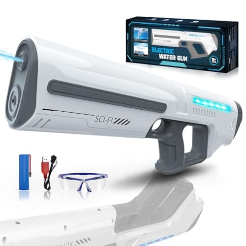 Skirfy Electric Water Gun for Kids Adults,Battery-Powered Squirt Toy with Tank,LED Light,Automatic Water Absorption,Summer Outdoor Beach Play,Pool Garden Fun for Kids Age 8 9 10 - Image 1