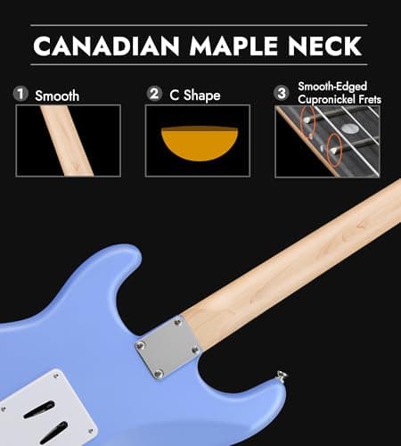 Tostar 39" Solid Body Electric Guitar for Beginner & Intermediate, HSS-MBL - Thumbnail 6
