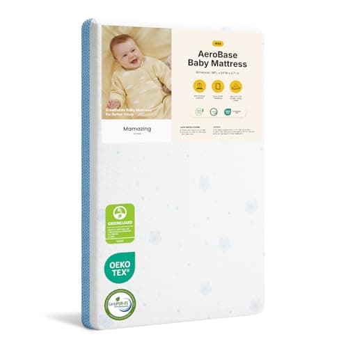 MAMAZING Aerobase Mini Crib Mattress 38" L x 24" W, 2-Stage Breathable Mattress, Non-Toxic, Waterproof Sleep Surface, Machine-Washable Outer Cover for Easy Care, Fits Mini Size & Portable Crib - Image 1