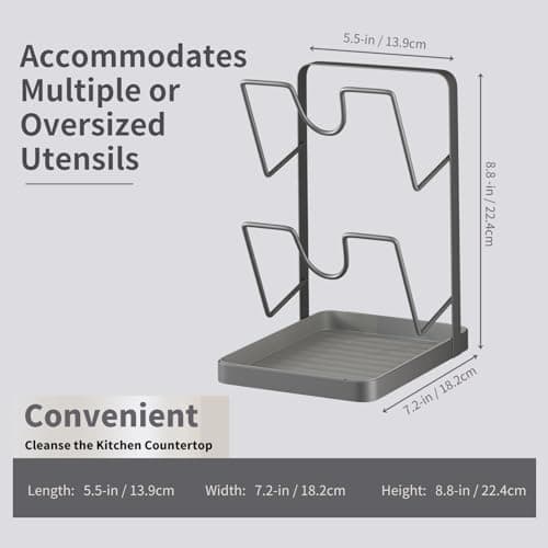 SolaceCove Stainless Steel Pot Lid Holder for Kitchen,Pot Lid Storage Rack for Countertop,Multifunctional Kitchen Pot Lid Organizer while Cooking,Two-compartment Stainless Steel Cooking Rack - Thumbnail 6