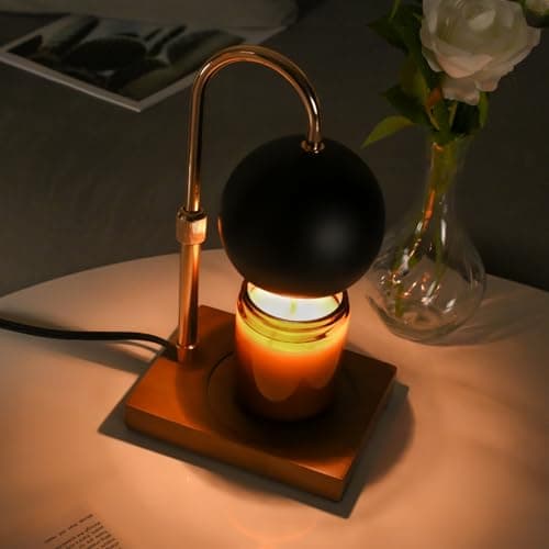 Candle Warmer Lamp Timer - Birthday Gifts for Women Mom Grandma, Mothers Day Gifts, House Warming Gifts New Home Decor Modern Farmhouse Decor with 2 Bulbs Wax Melt Compatible All Jar Candles Blackgold - Thumbnail 2