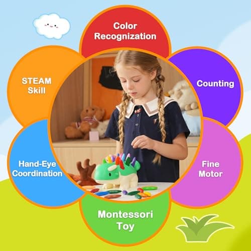 YPLUS Dinosaur Toys with Peanut Crayons, Montessori Sensory Fine Motor Learning Toys 24 Colors Toddler Crayons Box Toy Activity Set for Kids - Thumbnail 6