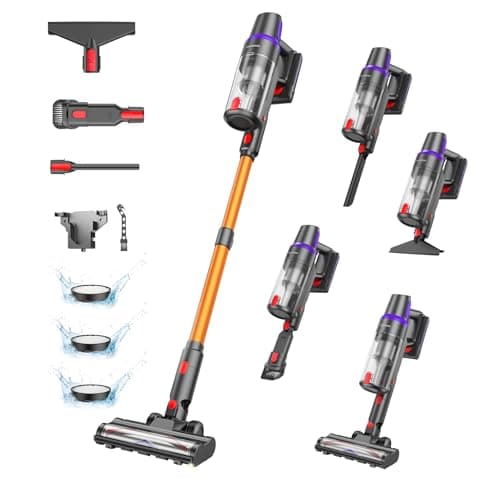TechRise Cordless Vacuum Cleaner, 500W/45Kpa Stick Vacuum for Home, Anti-Tangle Brush & 8-in-1 Self-Standing, 60Mins Runtime Lightweight with LED Display for Hardwood Floor,Carpet,Pet Hair - Image 1