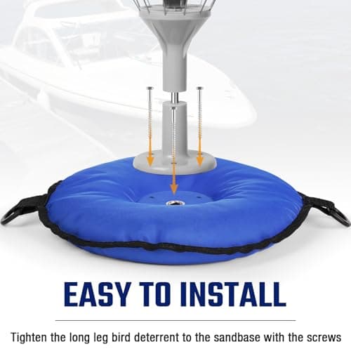 Weighted Sand Bag Boat Base Use with Long Legs Bird Deterrent, Compatible with Bird·B·Gone/Bird Barrier Long Legs Bird Deterrent, Fit for Most Surfaces Such as Awnings, Canvas Tops, Decks, etc, Blue - Thumbnail 4