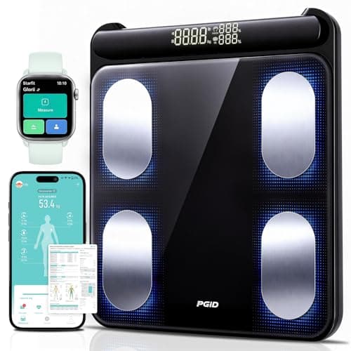 PGID Smart Scale for Body Weight,29 Body Composition Scales w BMI,Body Fat,Muscle Mass Monitors,Digital Bathroom Scales with LED Handle Display,Body Pod Scale Syncs with App for 24 Users 180KG/400Lb - Image 1