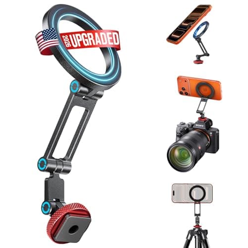 LOXP Magnetic phone tripod mount with Cold Shoe,Adjustable Rotatable Aluminum Alloy phone mount for camera, Phone Tripod Holder Adapter with 1/4" Screw, Compatible with iPhone 17/16/15/14/13/12 Series - Image 1