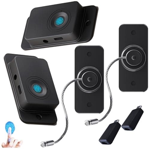 Bstsilver Fingerprint Fridge Lock, Childproof USB Key Smart Biometric Locks for Cabinet Door Drawer Freezer Window, Babyproofing RV French Refrigerator Latch for Adult Kid Pet, Easy Install, 2-Pack - Image 1