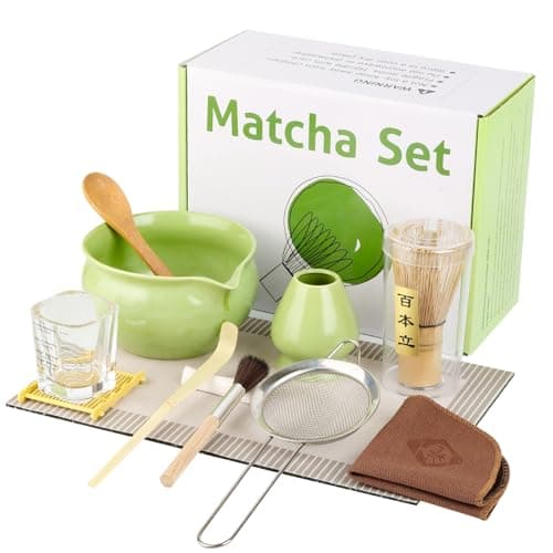 12 Pcs Matcha Whisk Set - Matcha Set Includes Ceramics Matcha Bowl and Cup, Matcha Kit for Ceremony Making Tools, Gift for Family/Friend （green） - Image 1