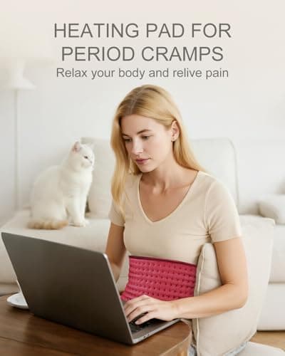 Electric Heating Pad for Period Cramps, LANVA Valentines & Birthday Gifts for Women Wife Mom, Heat Pad for Neck and Shoulders and Back Pain Relief, Machine Washable, ETL Certified, 12"x24", Red - Thumbnail 3
