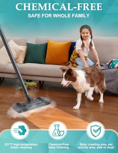 Powerful Steam Mop, 2500W Fast 10-Second Heat Up, 3 Temperature Settings, High-Pressure Steam Cleaning Machine with 19 Accessories for Floors, Kitchens, Bathrooms, and Cars - Thumbnail 2