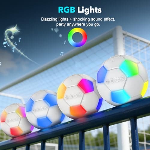 Portable Bluetooth speaker, 2026 soccer ball shaped speaker, supports Bluetooth 5.3, LED lights, XIP6 waterproof, TWS pairing, suitable for outdoor, home, travel, and gift giving scenarios. (White) - Thumbnail 4