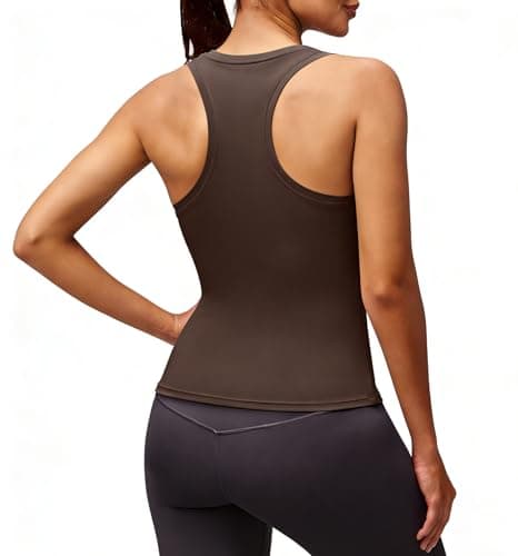 Alaroo Tank Tops for Women Sleeveless Workout Women Tank Tops Racerback Crop Athletic Gym Yoga Pilates Golf Running Shirts Brown M - Image 1