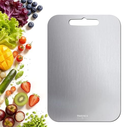TIVEREX Titanium Cutting Board,100% Pure Titanium Cutting Boards for Kitchen, Easy to Clean, Dishwasher Safe, Double Sided Non Toxic Food-Grade Chopping Boards for Meats, Fruits and Vegetables - Image 1