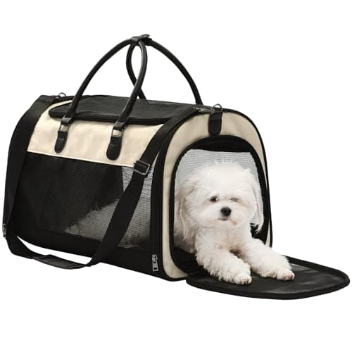 PET MARVEL Cat Carrier Soft Sided Large for Pet Dogs up to 25 Lbs, Airline Approved Mesh Pet Travel Bag, Breathable Bite-Resistant Fabric with Removable Washable Mat - Image 1