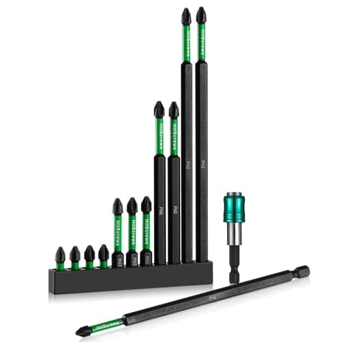 Hitscrews PH2 Long Phillips Screwdriver Bit Set – 12 Pack Mixed Length Phillips Impact Driver Bits with High Magnetic Bit Holder, S2 Steel, 1"/2"/4"/6" Magnetic Driver Bits - Image 1