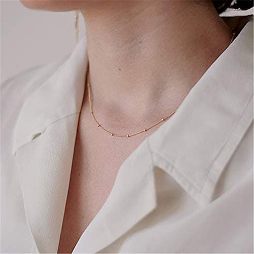 Layered Lock Necklace for Women, Layered Simulated Pearls Lock Necklace for Women Layering Chain Necklaces - Thumbnail 5
