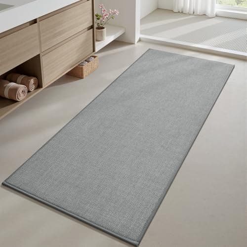 Bathroom Runner Rugs Non Slip Washable Absorbent Bath Mats Runner Quick Dry,Upgraded Soft PVC Backing Ultra Thin Bathroom Rug Runner Fit Under Door,Washroom Mat Long Bath Rugs,24"x47",Grey - Image 1
