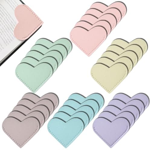 Yuwiiuuo 30 Pcs Leather Heart Bookmarks for Women, Cute Book Marks for Reading, Ideal Gift for Home, Office, School Reading Supplies (6 Colors) - Image 1