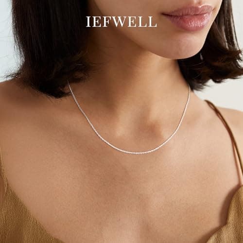IEFWELL Silver Rope Chain Necklace for Women - 1.5mm Sterling Silver Twisted Rope Chains, Hypoallergenic Soft Sturdy Necklace, 16 Inch Jewelry Gifts for Women Men - Thumbnail 3