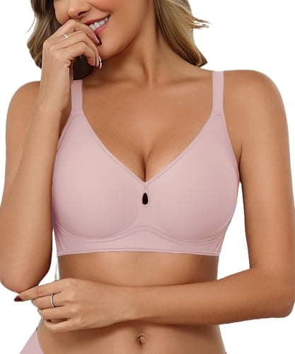 Avidlove Wireless Bras for Women Seamless Bralette Full Coverage Everyday Bra with Dripping Hollow Out Design Dusty Rose M
