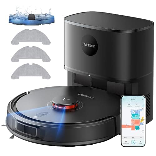 Robot Vacuum and Mop, 5000Pa Suction Self-Emptying Robot Vacuum Cleaner, Laser Navigator with Smart Mapping Robotic Vacuums, Schedule,150Mins Runtime, App Alexa Control for Carpet/Pet Hair,Q10 pro - Image 1
