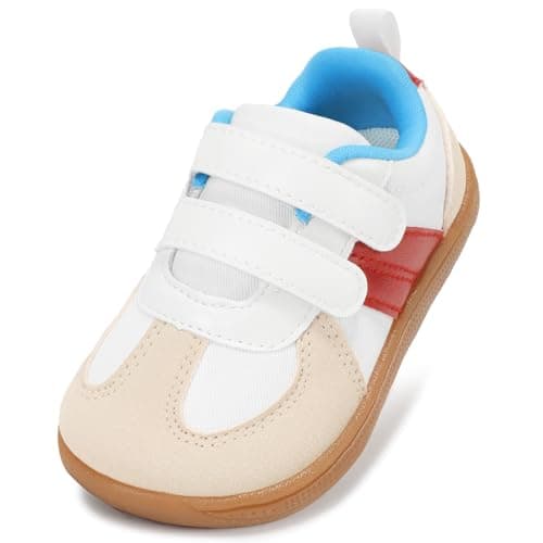 WIDE TOE BOX Toddler Barefoot Shoes - Boys Girls Zero Drop Sneakers - Non-Slip First Walking Shoes, Lightweight Kids Tennis Shoe, Classic Blue Red, 11 Wide Little Kid - Image 1