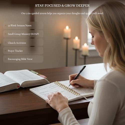 Church Notes Journal - Christian Notebook, Guided 5-in-1 System with Bonus Bible Tabs for Sermon Notes, Small Group (SOAP) & Church Activities, Spiral Bound Linen Hardcover, Christian Gift Idea - Thumbnail 2