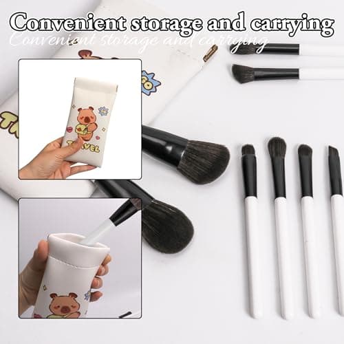 Jomay Travel Makeup Brush Set 8PCS for Beginners – Powder, Contour, Eyeshadow, Blending & Eyebrow Brushes – Essential Vegan Brochas de Maquillaje with Pouch - Thumbnail 6