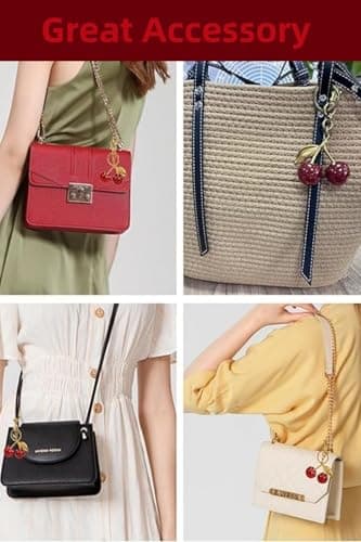 ZLSSETEC Cherry Bag Charm Cherry Keychain Cute Purse Charm Accessories Gifts for Women Christmas Birthday Valentine Gifts - Thumbnail 6