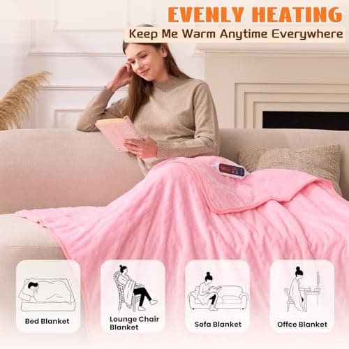 Lesguyor Heated Blanket Electric Full 72''X84'' Heating Blanket Electric Blankets with 6 Heating Levels 1-12 Hours Auto Off Machine Washable Fast Heating Blankets, Ideal Gifts for Winter Cold Days - Thumbnail 6