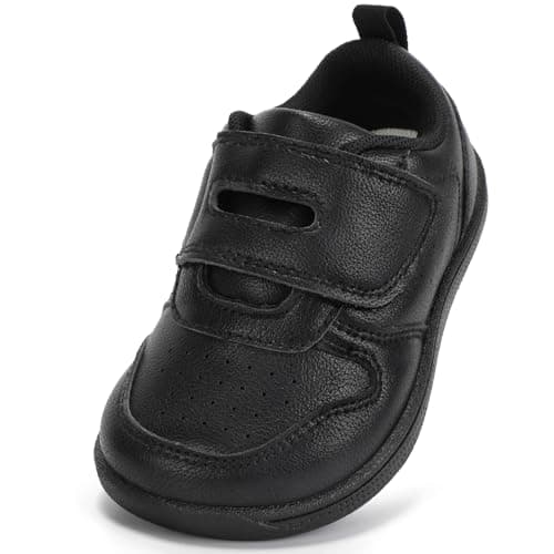 STQ KIDS Toddler Wide Toe Box Shoes Boys Barefoot Shoe Kid First Walking Tennis Sneakers Comfortable Non-Slip Zero Drop Running Shoes Outdoor Activities School All Black Toddler Size 9 - Image 1