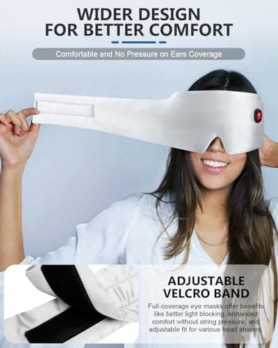Silk Heated Eye Mask, 2000mAh Large Size Cordless Sleep Mask Warm Eye Compresses Electric Eye Heating Pad for Stye Blepharitis Dry Eyes Sinus Migraine Gifts for Men Woman (White) - Thumbnail 5