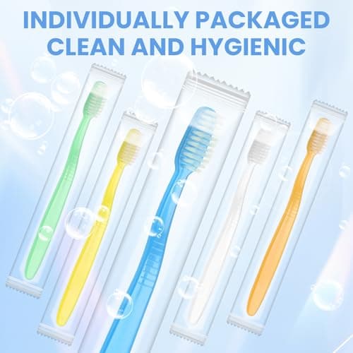 ACSKD 100 Pack Disposable Toothbrushes Bulk, Soft Bristle Travel Tooth Brush,Individually Wrapped Toothbrushes for Homeless Gift Hotel Camping Travel - Thumbnail 5