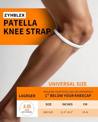 ZYHBLZX 2PCS Patella Band for Knee Pain Relief, Silicone Patellar Tendon Support Strap Brace for Basketball, Running, Jumpers Knee, Tennis, Tendonitis, Soccer and Hiking, Men and Women (White) - Thumbnail 4